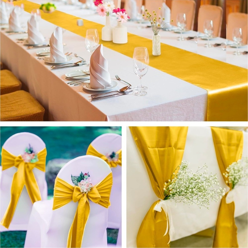 Unbranded Satin Table Runner Set 10 12x108 Gold Good Shimmering Elegant Decor